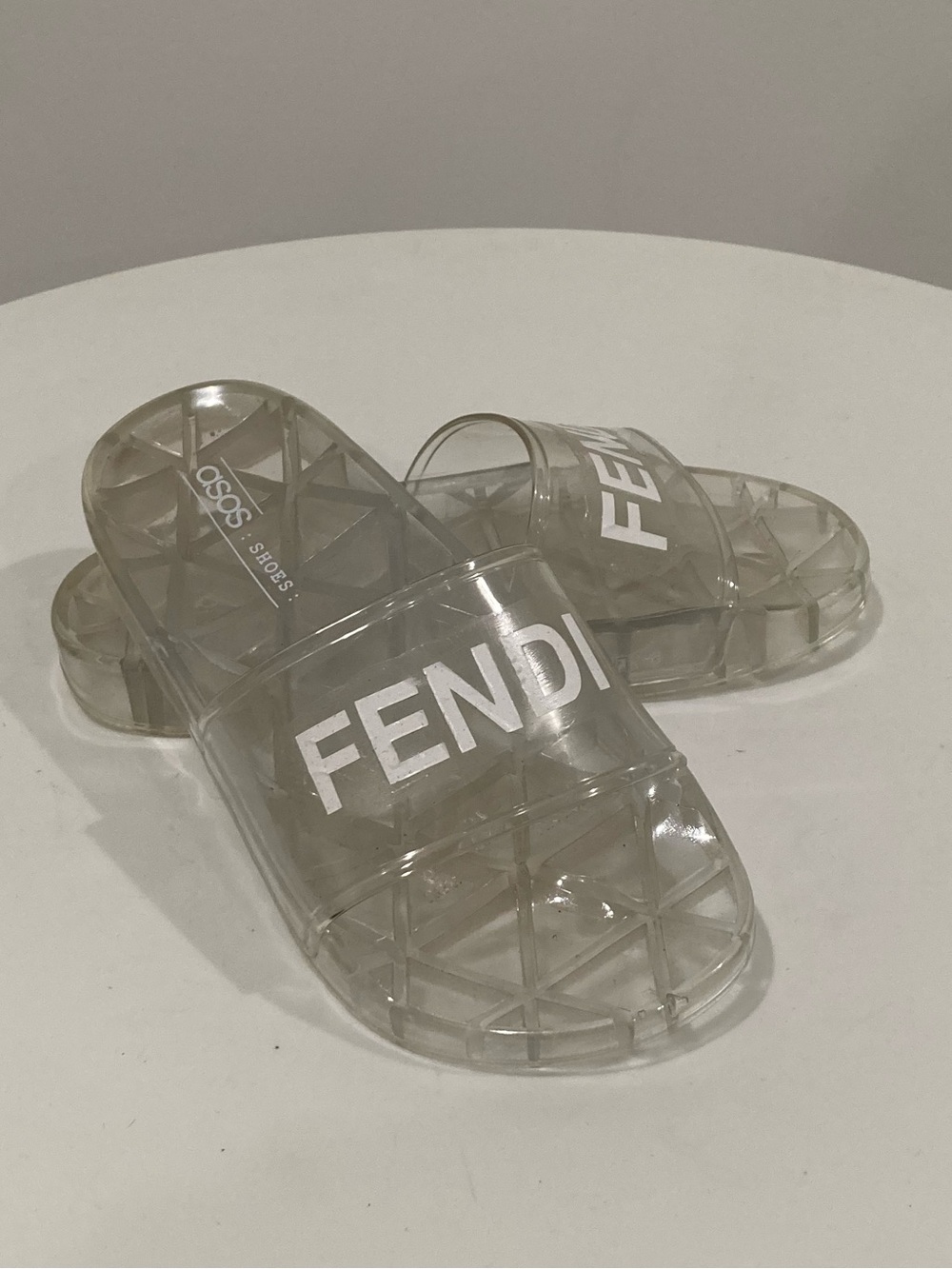ASOS Shoes Custom Translucent Clear Jelly Slides Size 6
